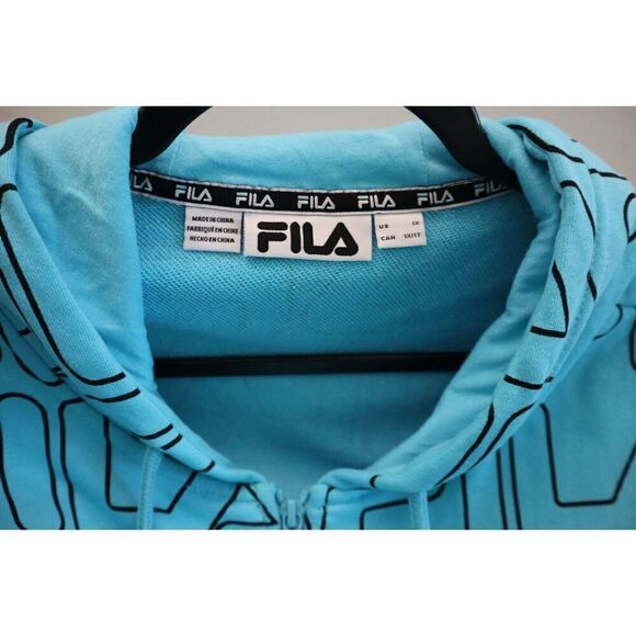 Fila SX211151 Women's Sz 1X Curacao Blue/Black Printed Full Zip Hooded Jacket - Picture 3 of 13